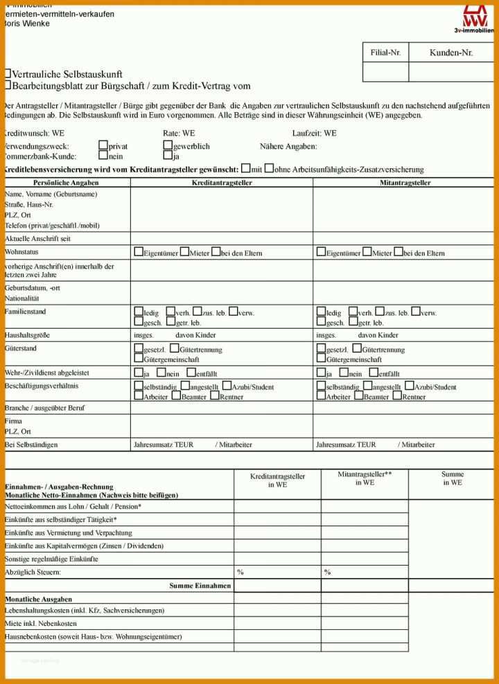 Selten Vorlage Selbstauskunft Commerzbank 960x1317