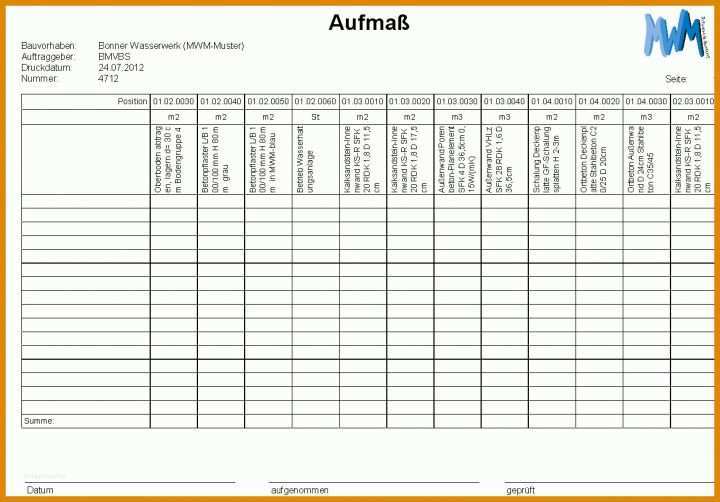 Phänomenal Aufmass Vorlagen Zum Ausdrucken 1251x872