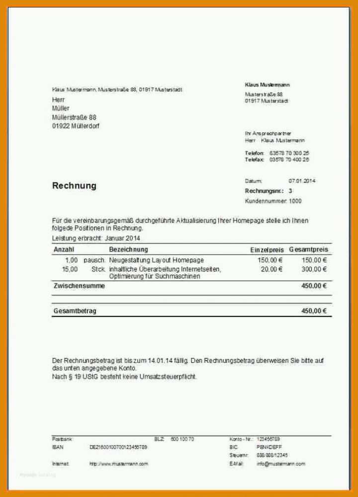 Überraschen Einzelunternehmer Rechnung Vorlage 728x1008