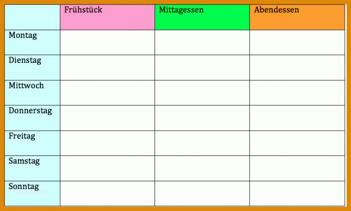 Moderne Essensplan Vorlage Excel 815x490