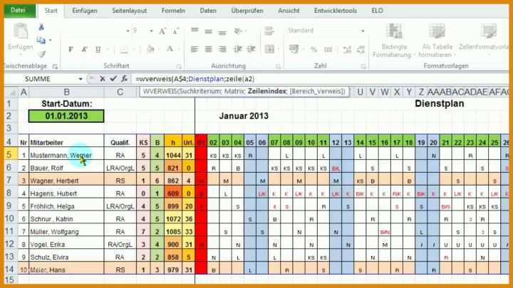 Fantastisch Excel Vorlage Mitarbeiterplanung 1280x720