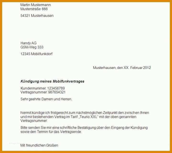 Kreativ Handy Kündigung Vorlage Pdf 798x708