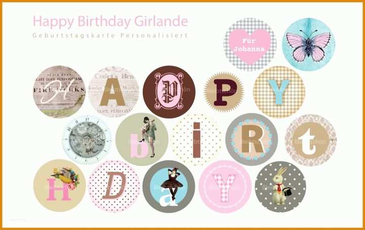 Original Happy Birthday Girlande Vorlage 1600x1006