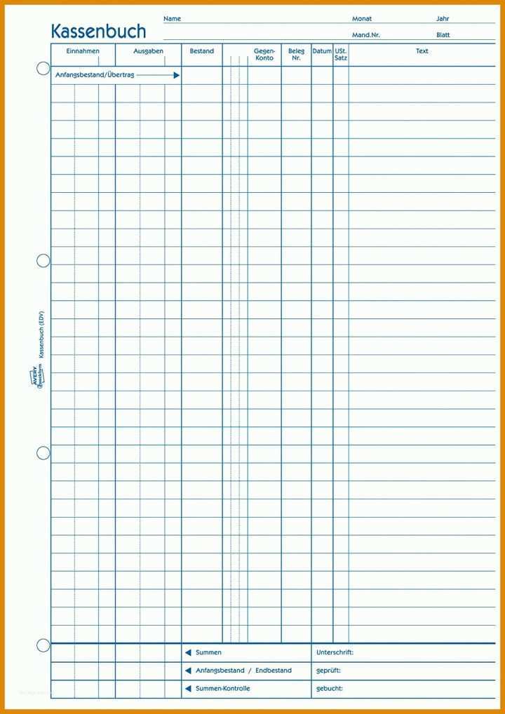 Wunderbar Kassenbuch Vorlage Zweckform Kostenlos 1061x1500