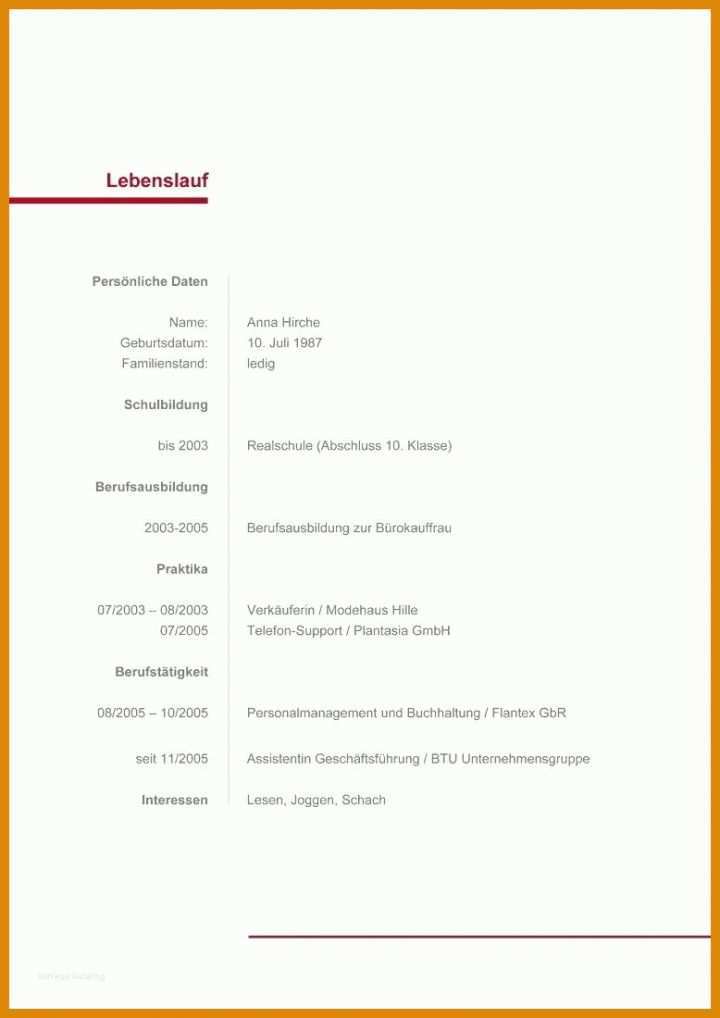 Einzahl Lebenslauf Vorlage Ohne Foto 778x1100