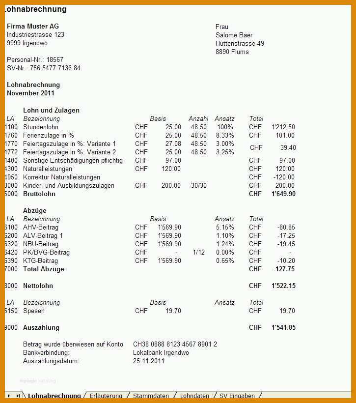 Selten Lohnabrechnung Excel Vorlage österreich 725x820
