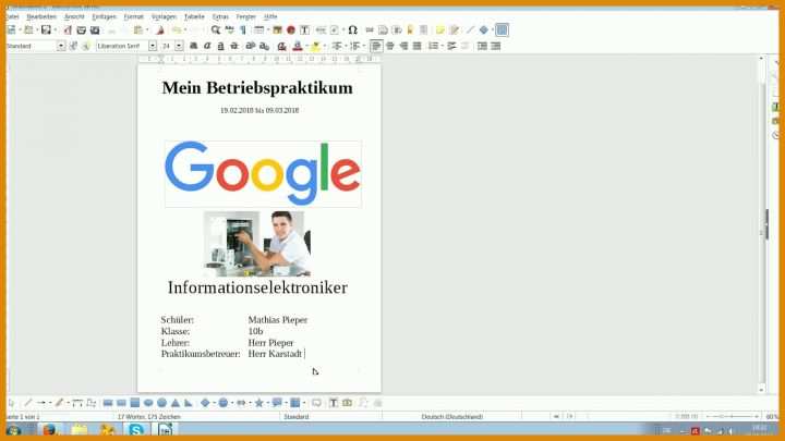 Fabelhaft Praktikumsmappe Vorlage 1280x720