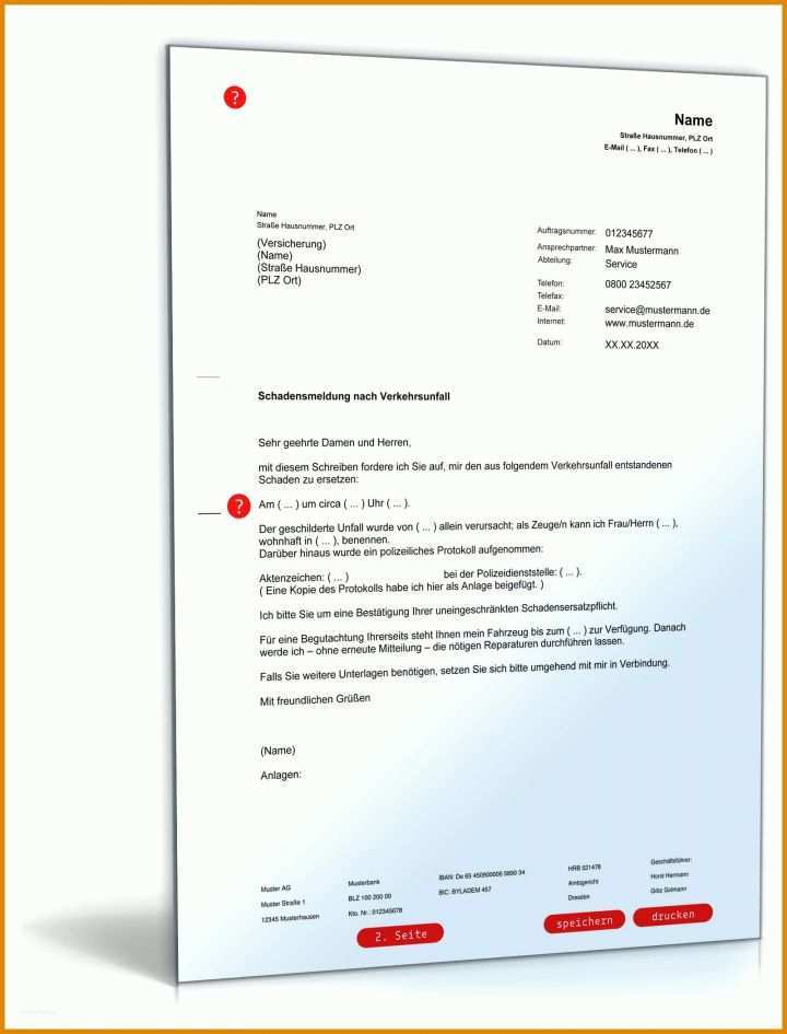 Verzichtserklärung Kfz Schaden Vorlage Schadensersatzforderung Nach Verkehrsunfall