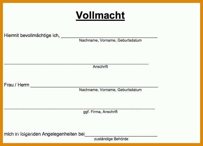 Ausnahmsweise Vollmacht Auto Abholen Vorlage 701x505