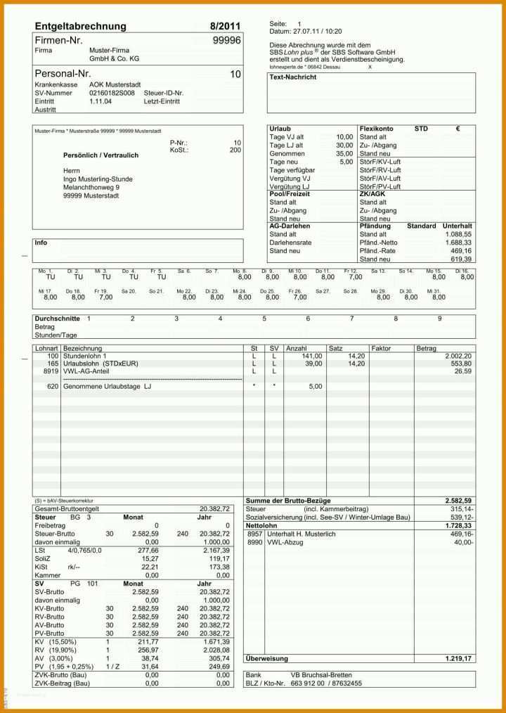 Sensationell Vorlage Gehaltsabrechnung Excel 1260x1774