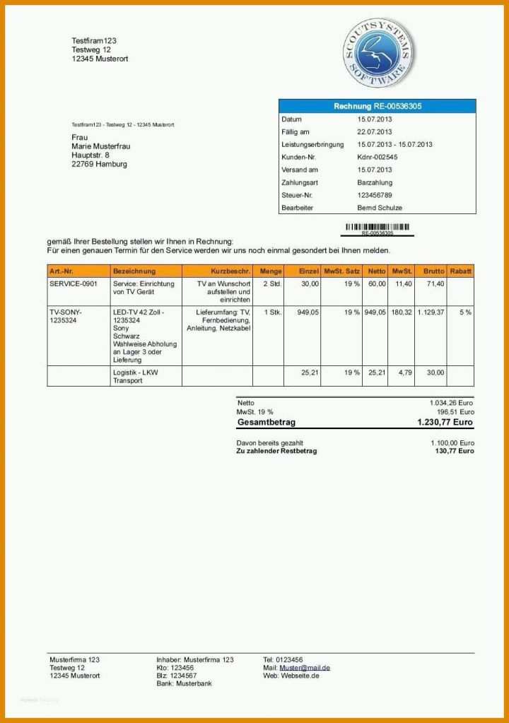 Erstaunlich Vorlage Rechnung Kleinunternehmer Openoffice 994x1412