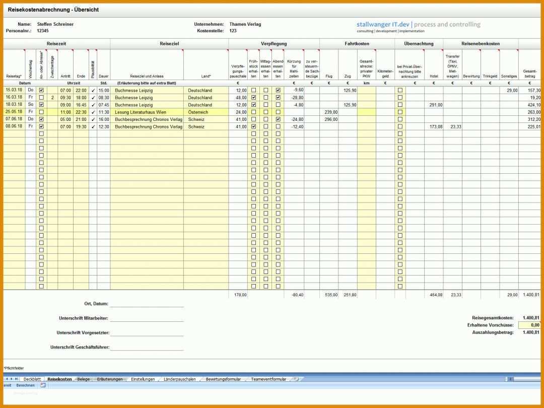 Bestbewertet Vorlage Reisekostenabrechnung Excel Kostenlos 1650x1238