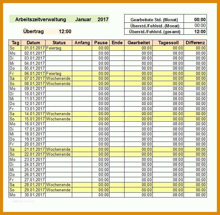 Ungewöhnlich Vorlage Zur Dokumentation Der Täglichen Arbeitszeit Datev 719x700