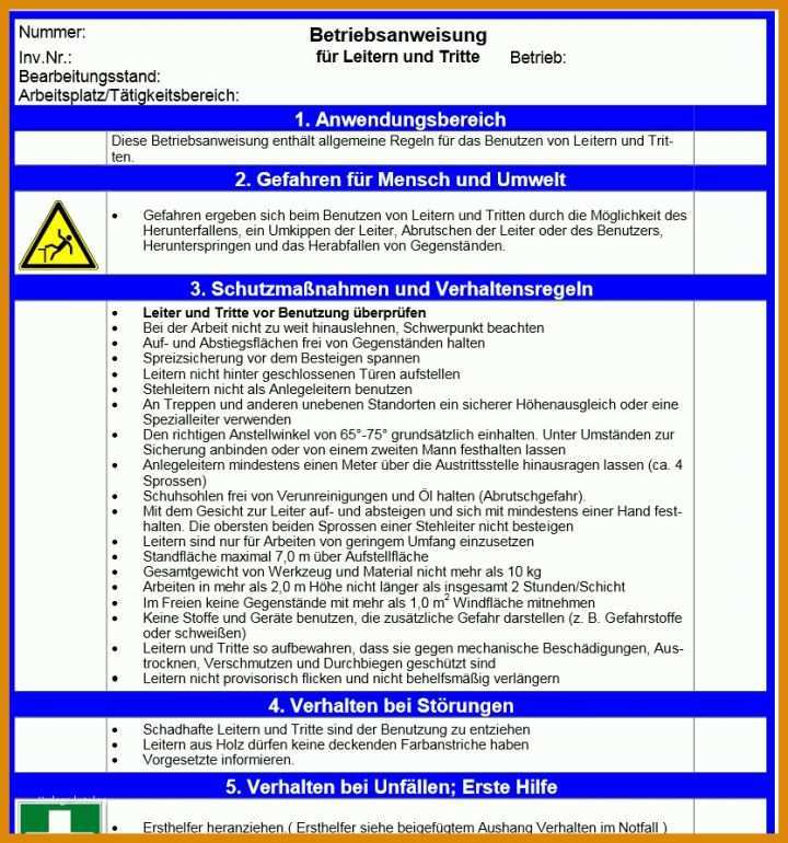 Beste Betriebsanweisungen Vorlagen 834x892