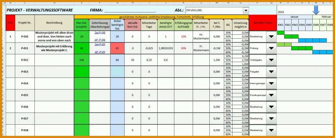 Ideal Excel Vorlage Projekt 1571x648