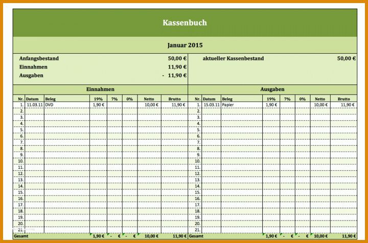 Faszinieren Kassenbuch Vorlage 1200x792