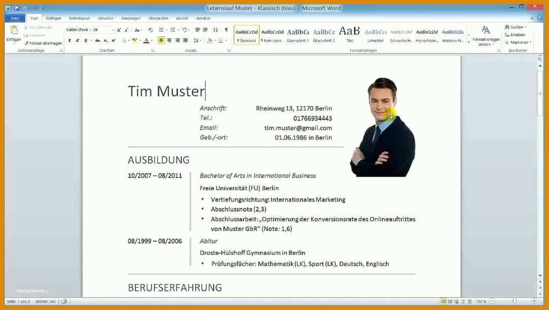 Modisch Lebenslauf Openoffice Vorlage 1290x730