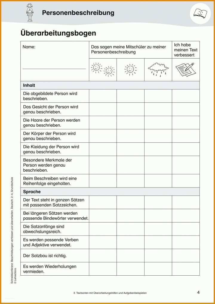 Tolle Personenbeschreibung Grundschule Vorlage 1697x2400
