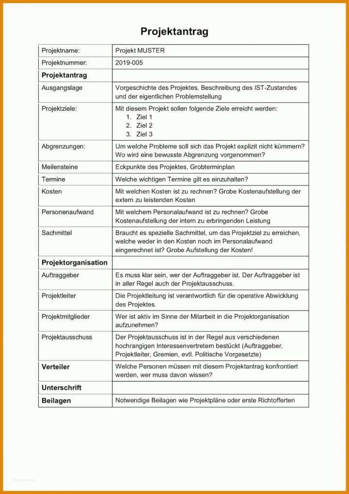 Projektantrag Vorlage Projektantrag Vorlage