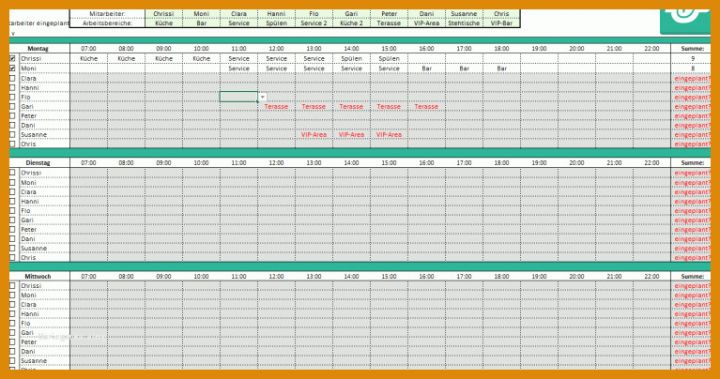 Tolle Schichtplan Excel Vorlage Kostenlos 767x404