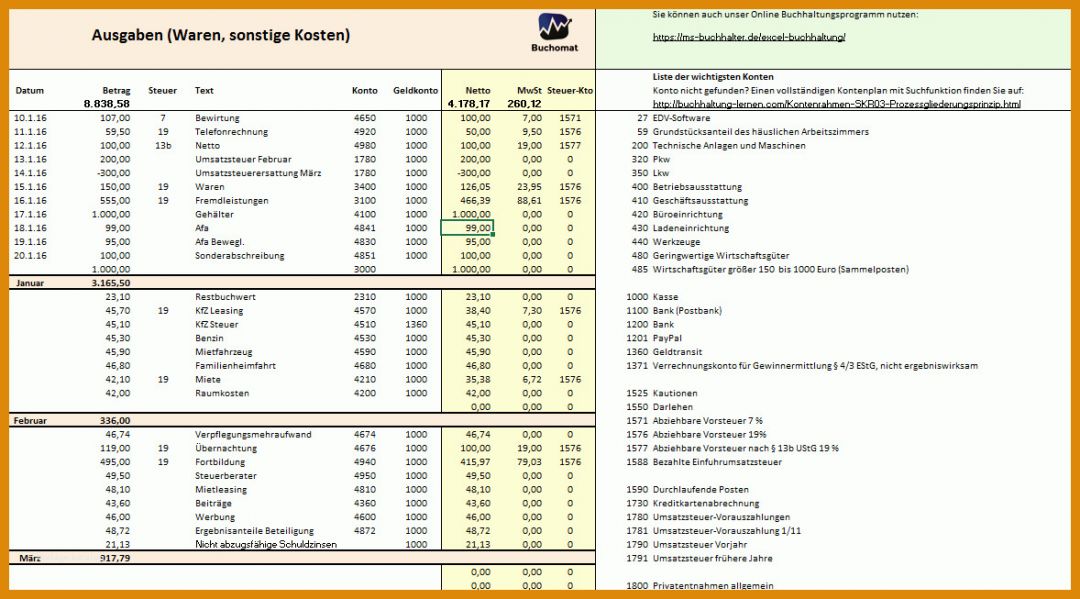 Tolle Einfache Buchführung Excel Vorlage 1178x653