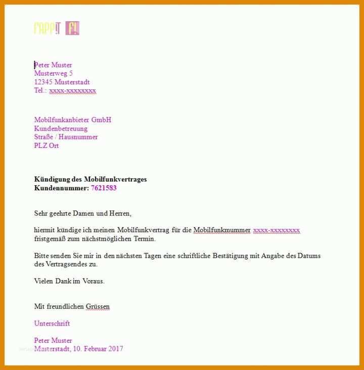 Atemberaubend Kündigung Telekom Vorlage Pdf 789x803