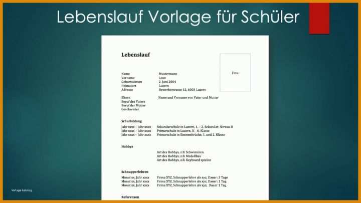 Phänomenal Lebenslauf Vorlage Word Schüler 1280x720