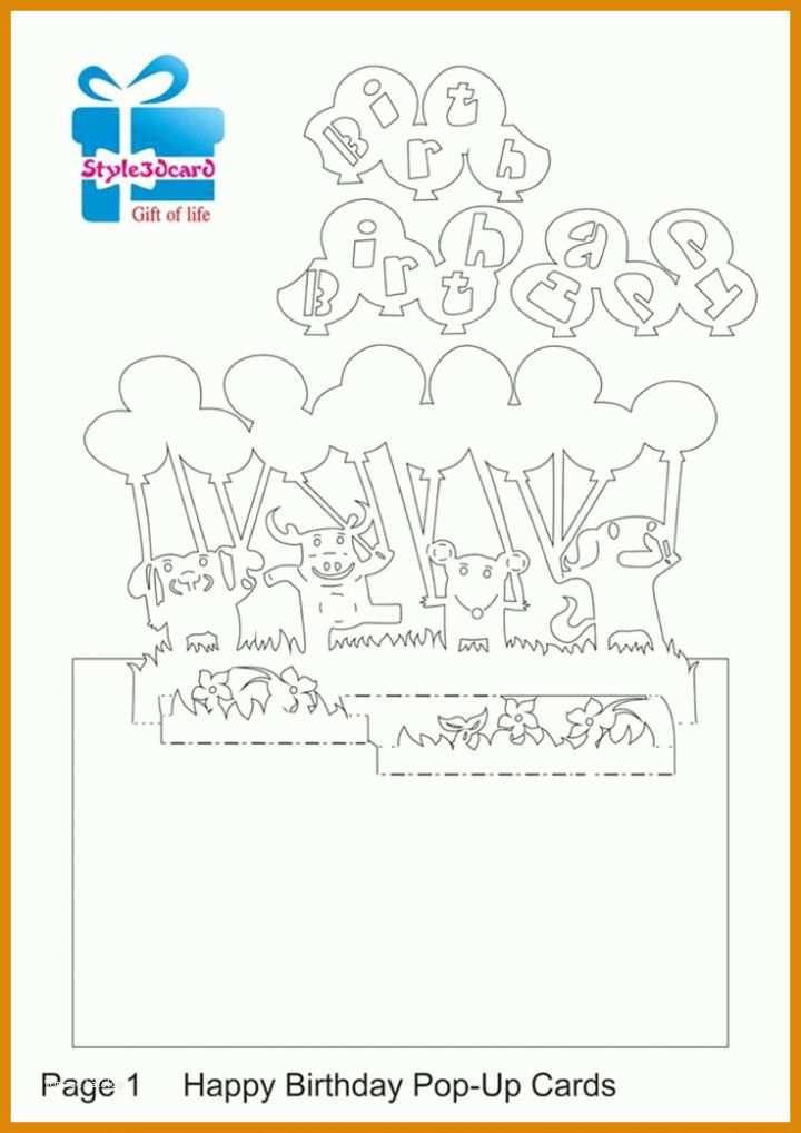 Modisch Pop Up Karte Happy Birthday Vorlage 736x1041