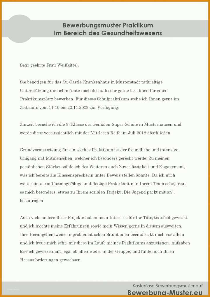 Ideal Praktikum Anschreiben Vorlage Schüler 1240x1754