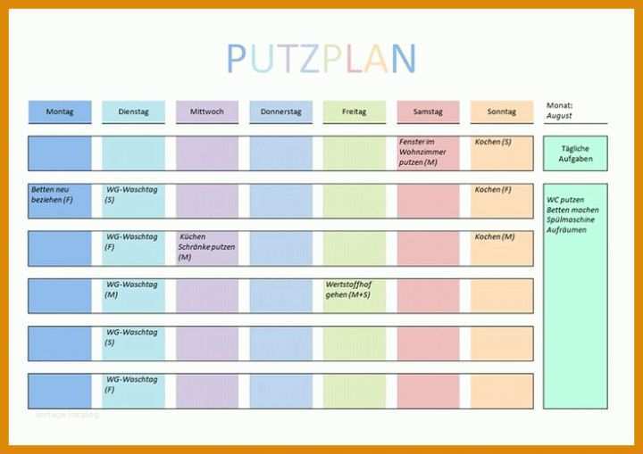 Ideal Putzplan Vorlage Zum Ausdrucken 736x520