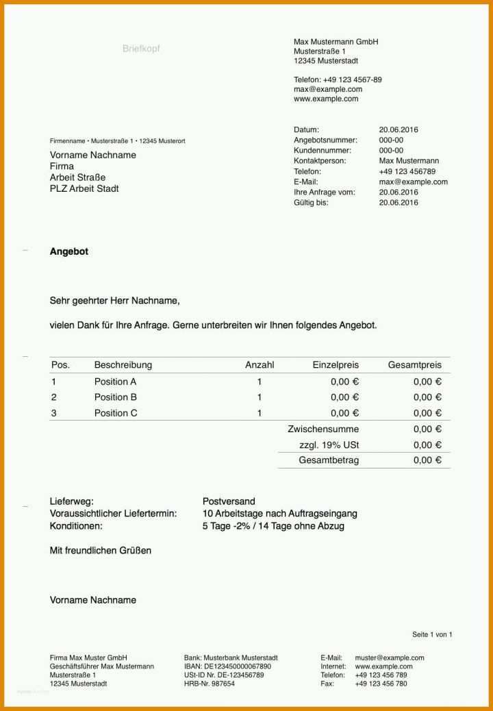 Unglaublich Schriftliches Angebot Vorlage 1144x1650