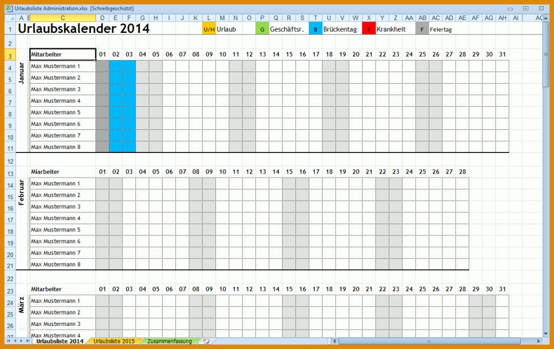 Phänomenal Urlaubsliste Excel Vorlage 1247x785