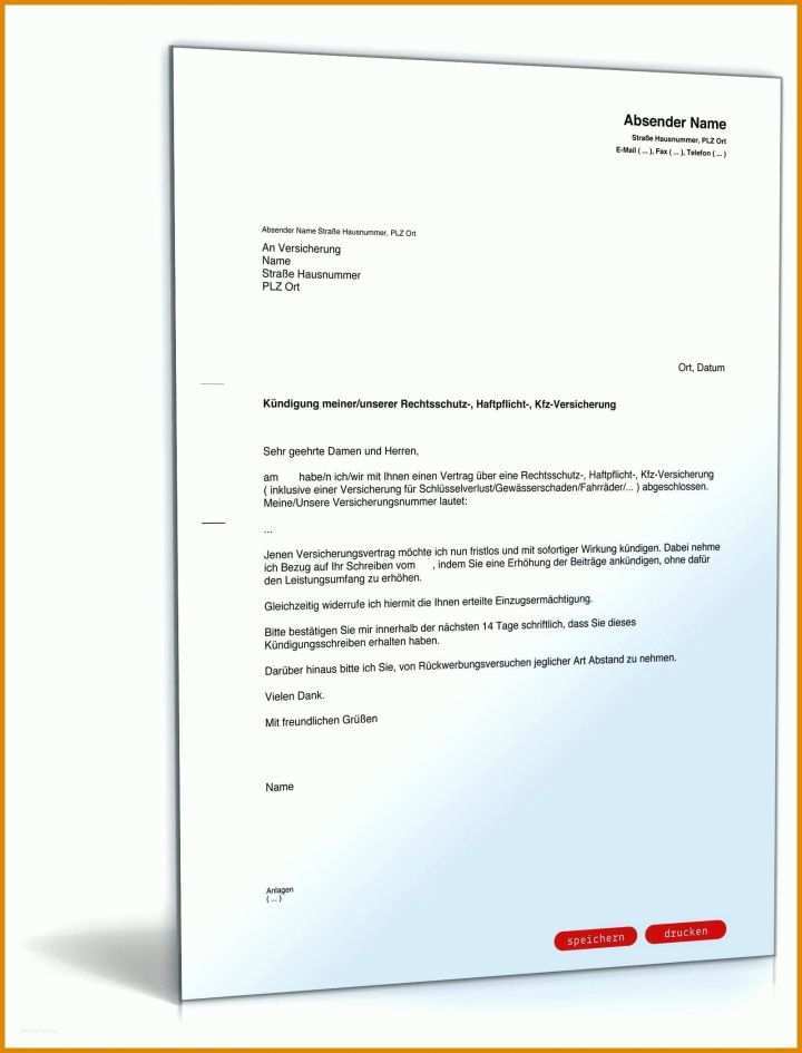 Ideal Vorlage Kündigung Lebensversicherung Allianz 1600x2100
