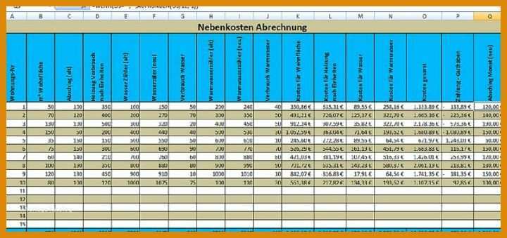 Überraschend Vorlage Nebenkostenabrechnung Excel 800x377