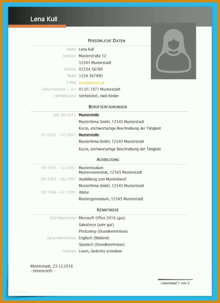 Bewerbung Lebenslauf Vorlage Lebenslauf Muster Vorlagen