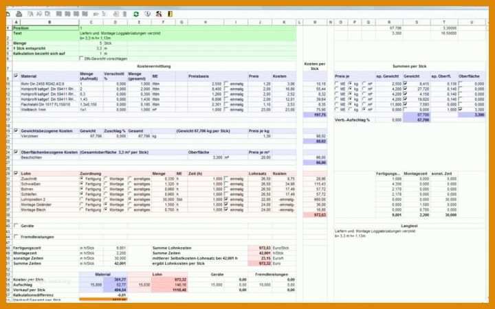 Kostenkalkulation Vorlage Hapak Spezial Kalkulation