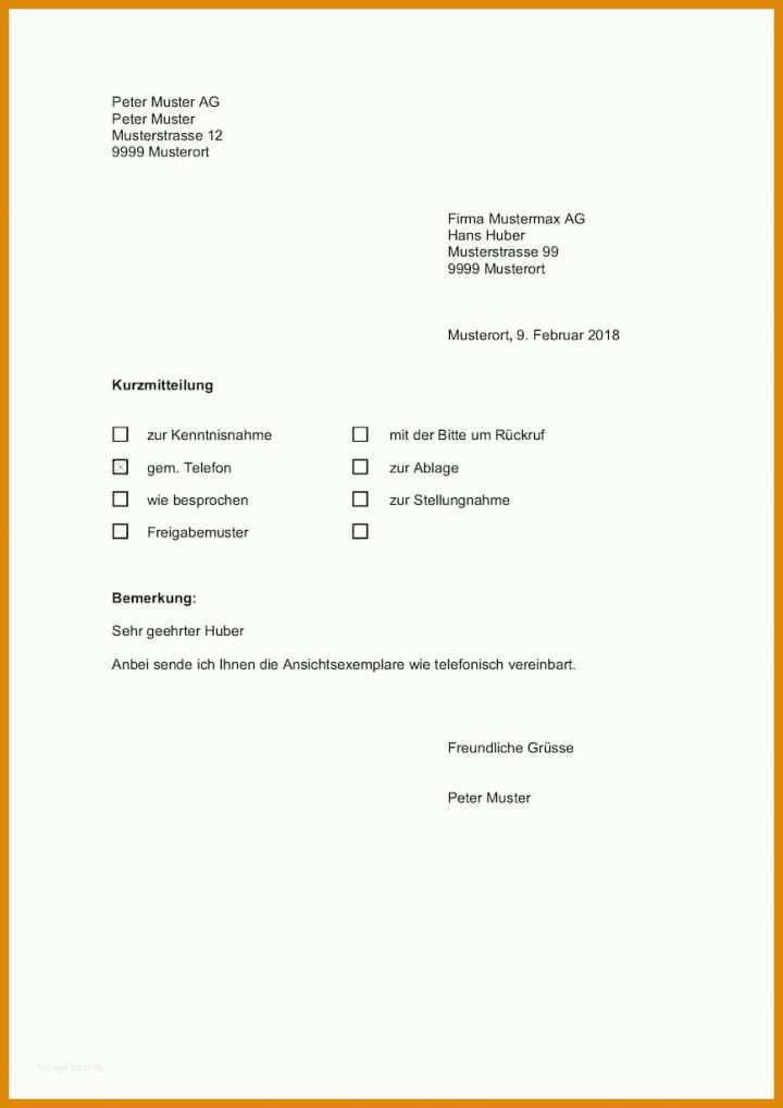 Kurzmitteilung Vorlage Kostenlos Word Kurzbrief Vorlage Word