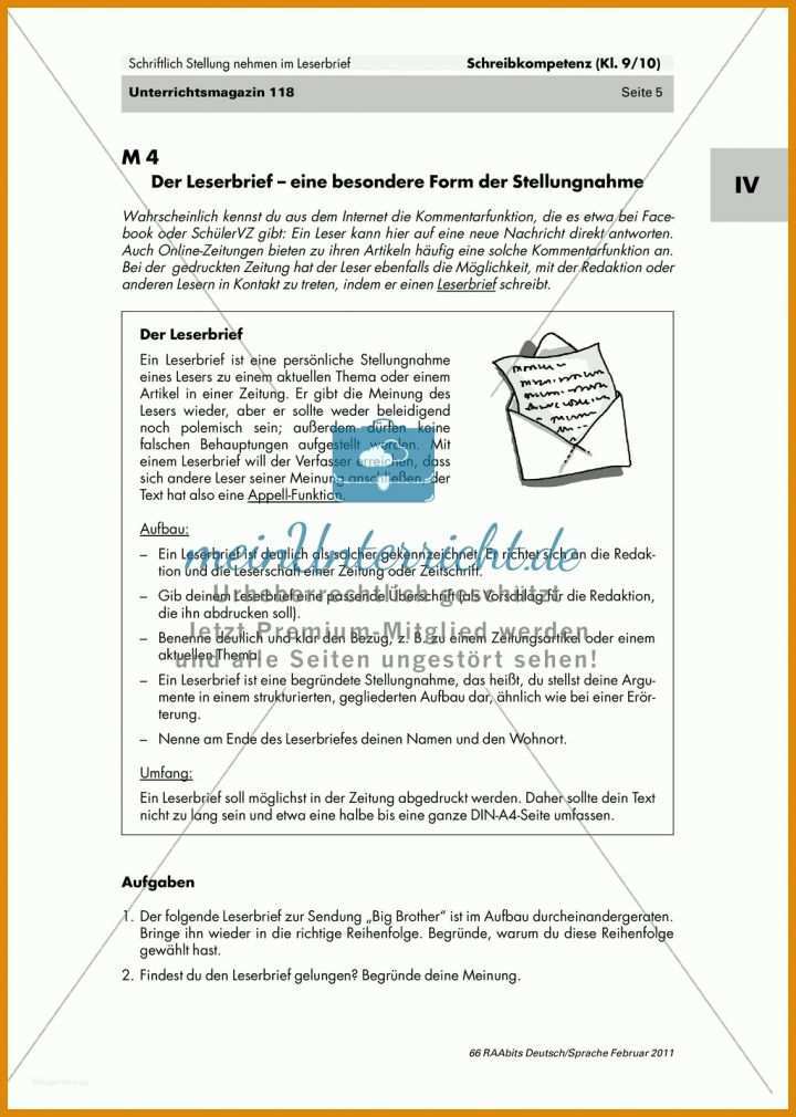 Tolle Leserbrief Vorlage 1024x1437