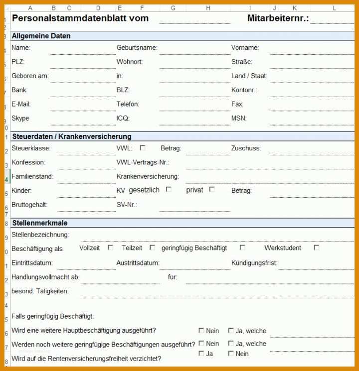 Mitarbeitergespräch Formular Vorlage Vorlage Formular Fuer Personalstammdatenblatt Dienstreiseantrag Und Urlaubsantrag