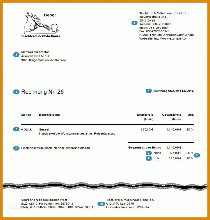 Hervorragend Rechnung Schreiben Kleingewerbe Vorlage 812x852