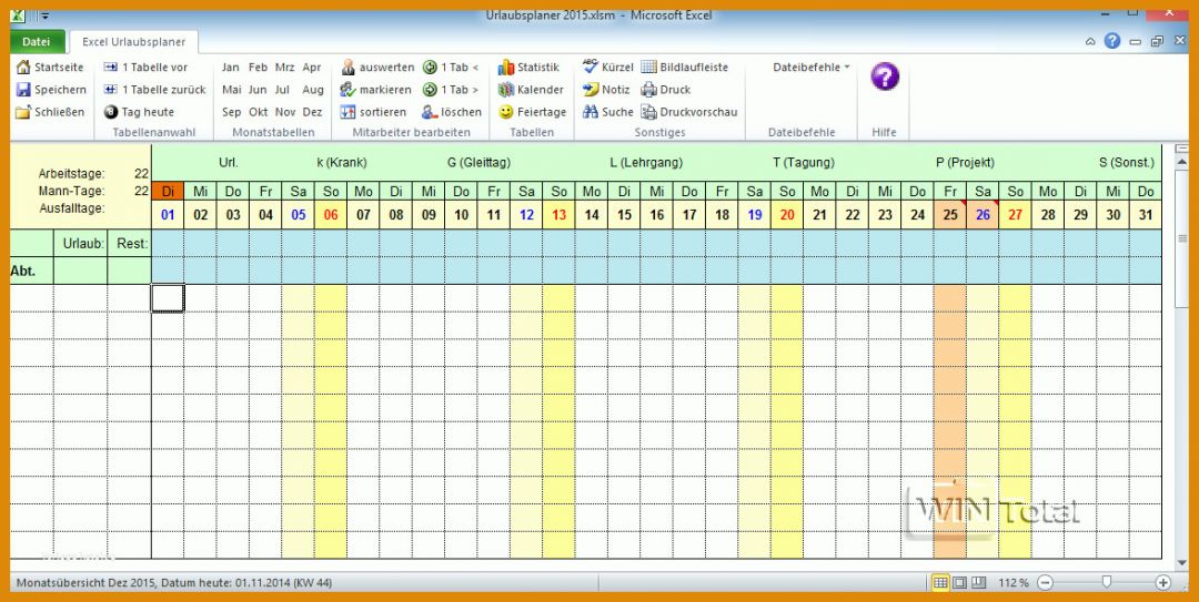 Perfekt Urlaubsliste Excel Vorlage 1177x592