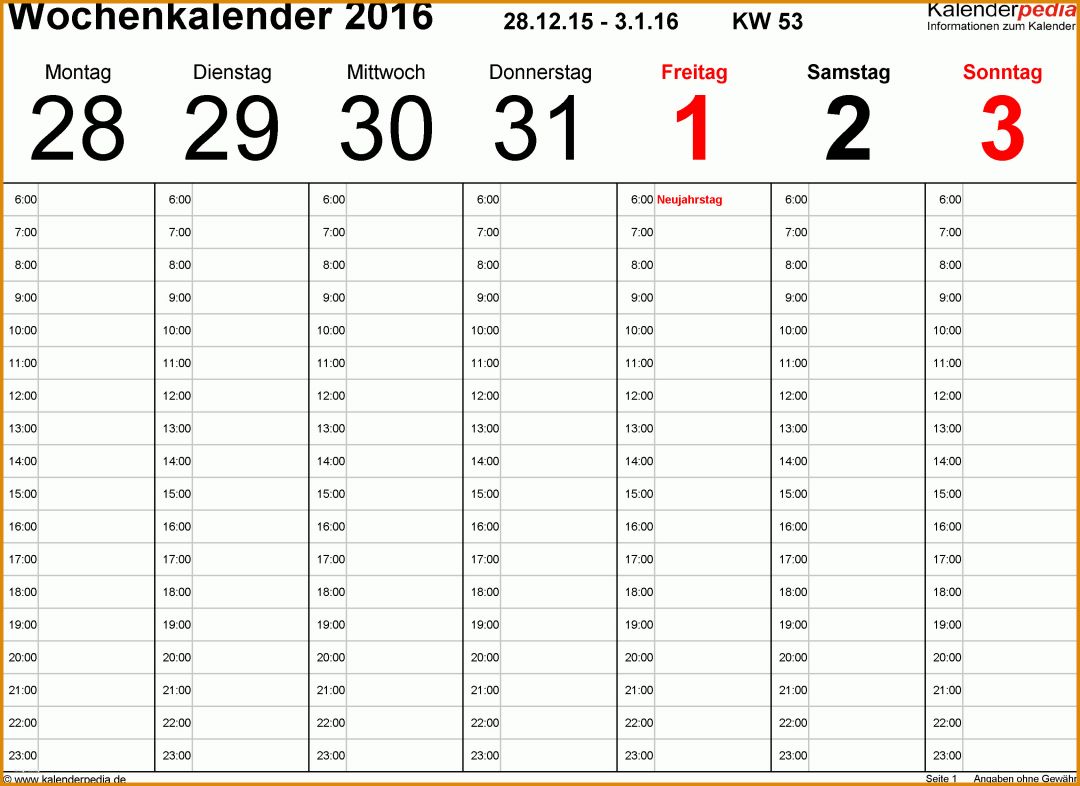 Exklusiv Wochenkalender Vorlage 3105x2259