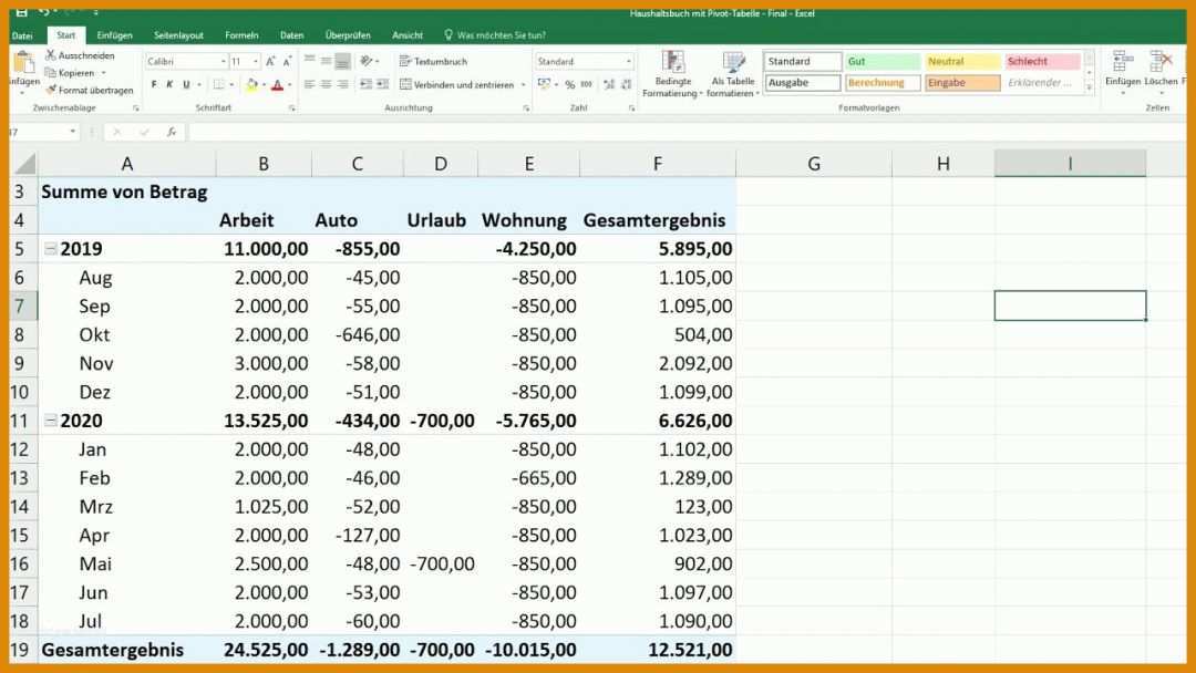 Neue Version Haushaltsplan Excel Vorlage 1280x720