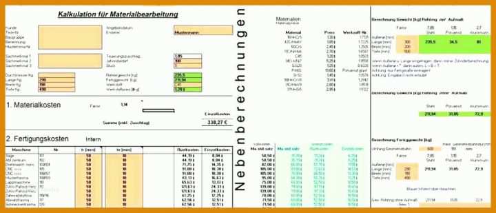 Schockieren Kalkulation Excel Vorlage Kostenlos 949x407