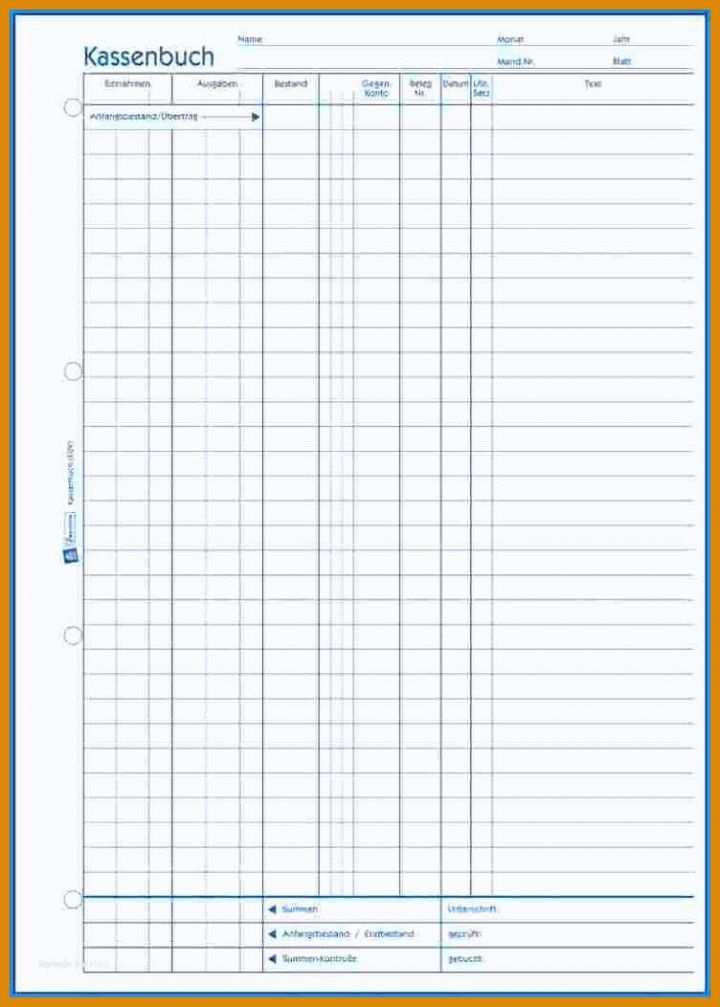 Spektakulär Kassenbuch Vorlage Zum Ausdrucken 752x1052