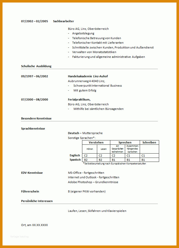 Fantastisch Lebenslauf Tabellarisch Vorlage 711x982