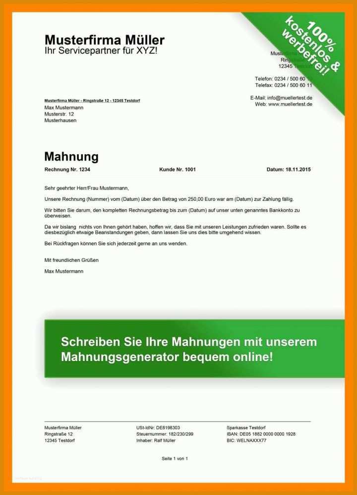 Ausgezeichnet Mahnung Vorlage Privat 965x1338