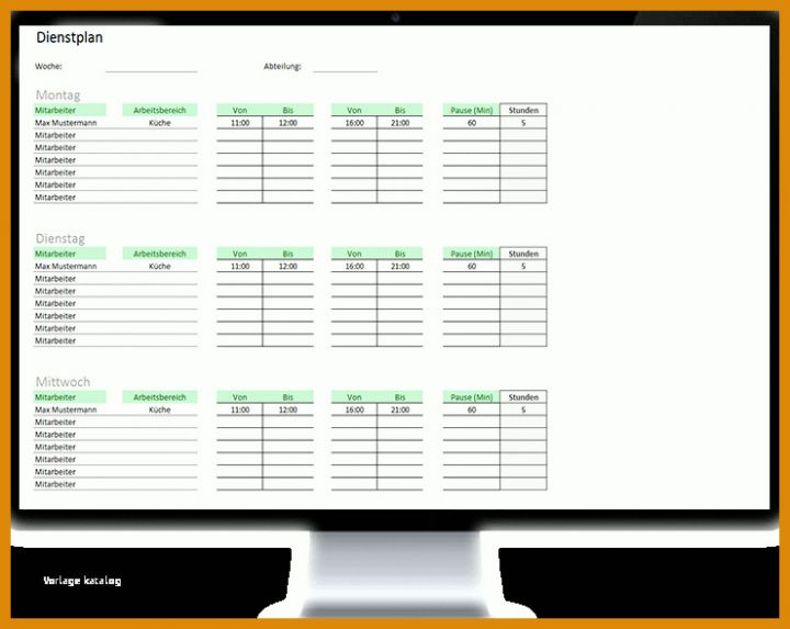 Kreativ Monatsdienstplan Excel Vorlage 740x589