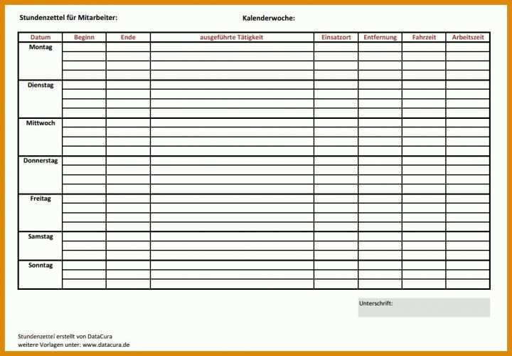 Faszinierend Stundenzettel Baustelle Vorlage 1052x731