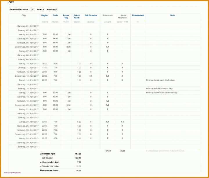 Moderne Stundenzettel Excel Vorlage Kostenlos 2017 1932x1644